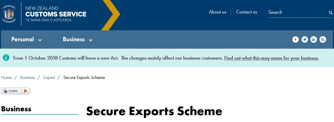 Customs govt nz Secure Exports Scheme New Zealand Www statusin