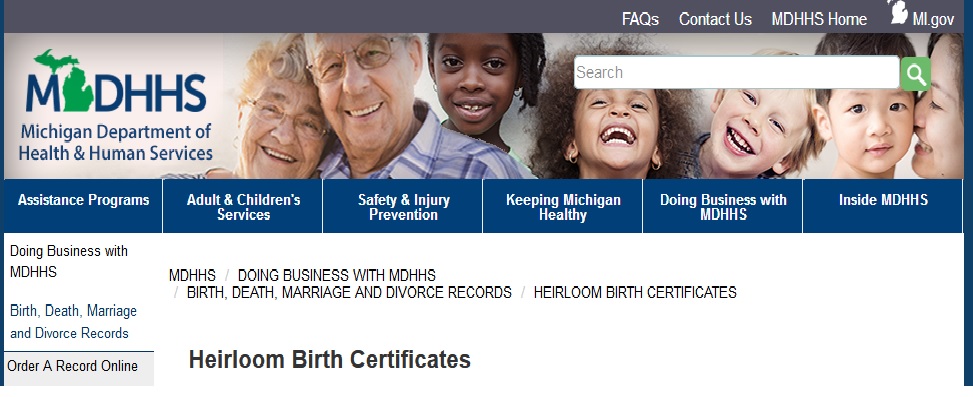 michigan gov Heirloom Birth Certificates : MDHHS www statusin org