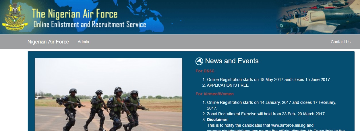 Nigerian Air Force Recruitment Online Application & Status Check – www